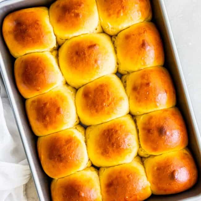 homemade hawaiian rolls in baking dish