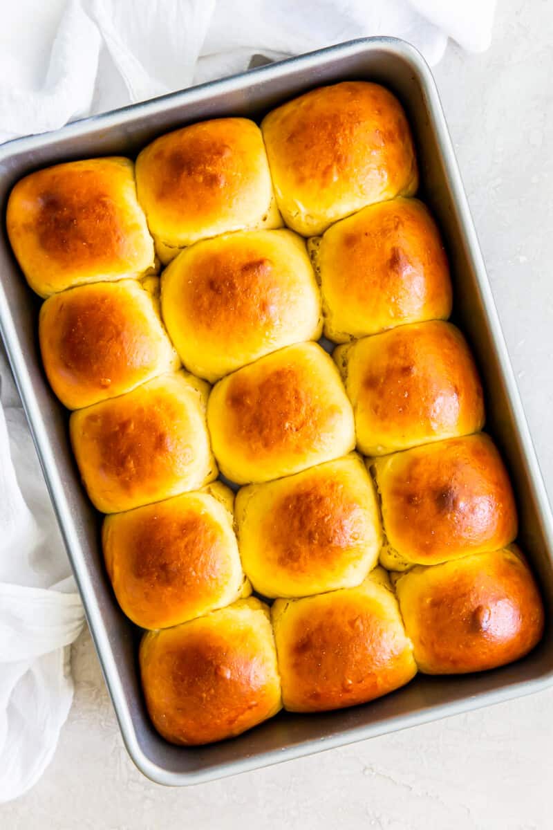 homemade hawaiian rolls in baking dish