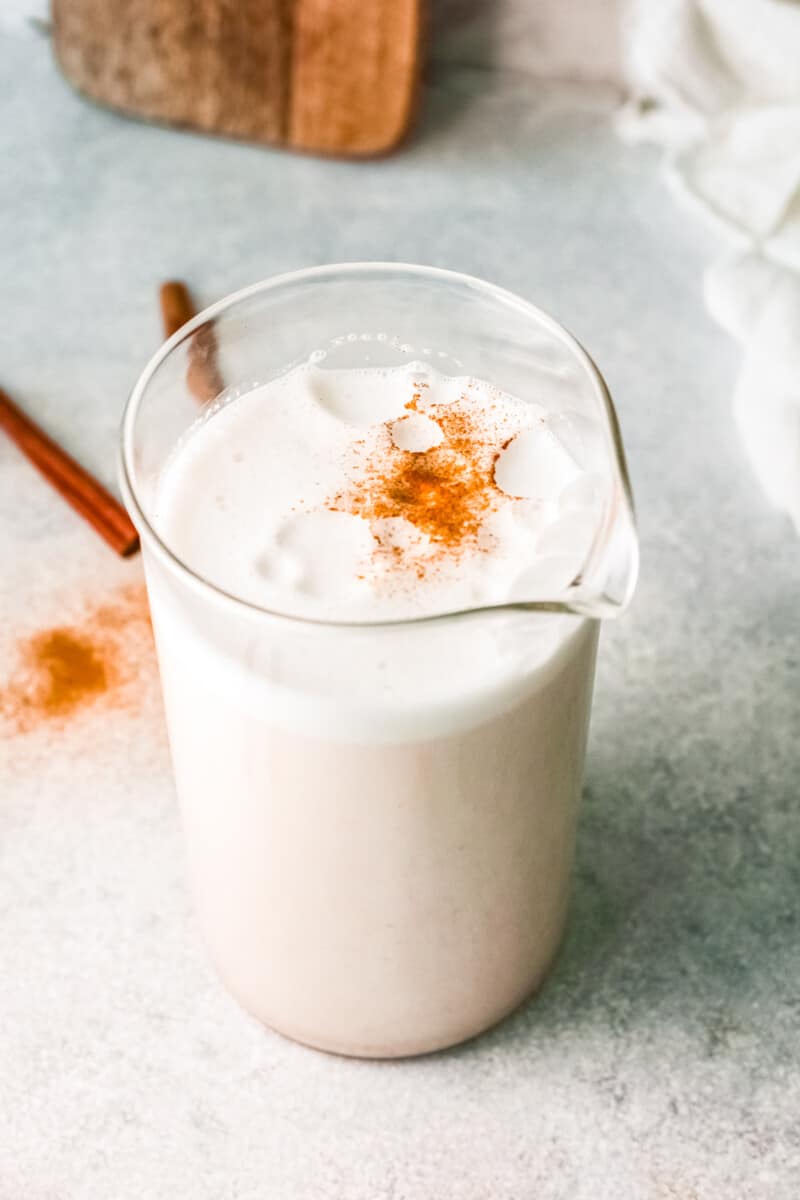 homemade horchata in pitcher