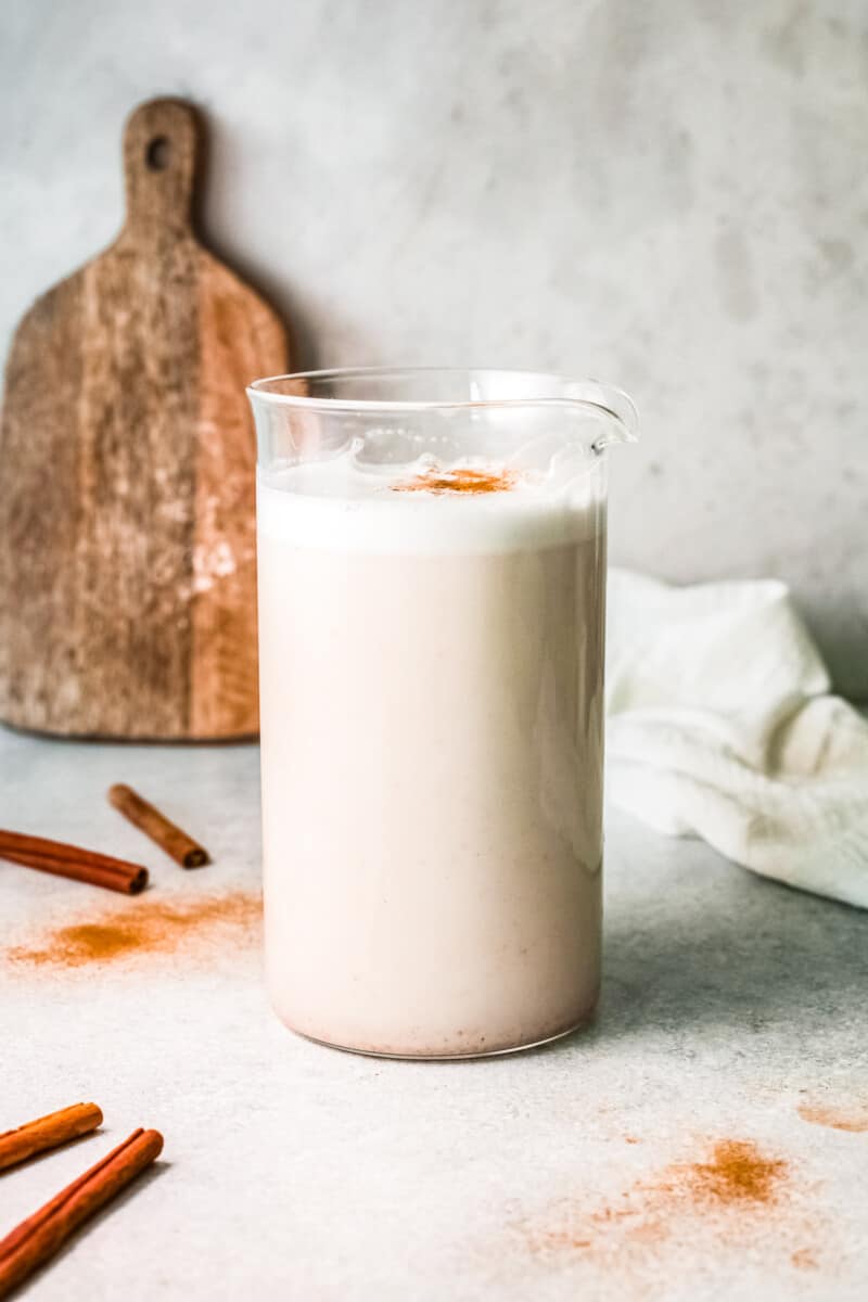 homemade horchata in pitcher