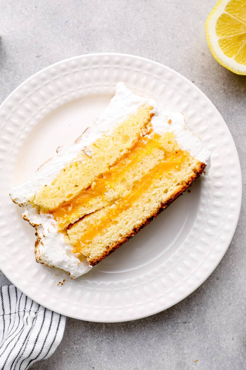 slice of lemon meringue cake