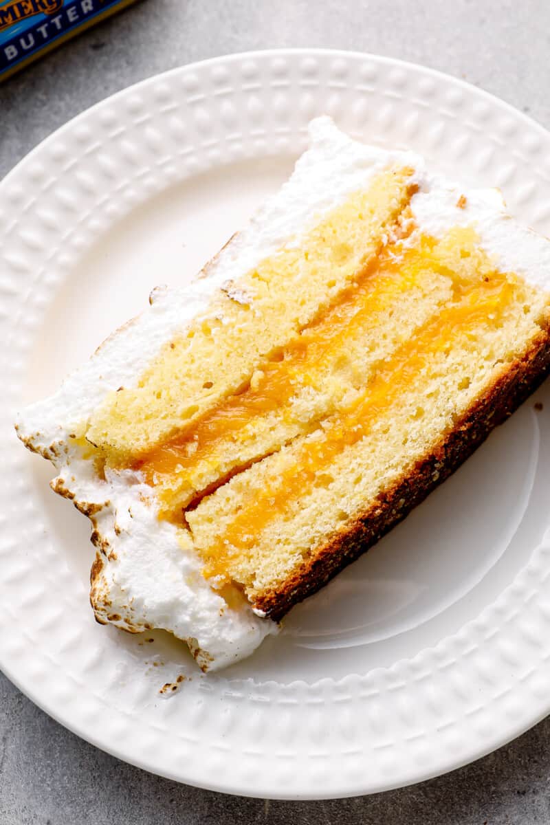 slice of lemon meringue cake