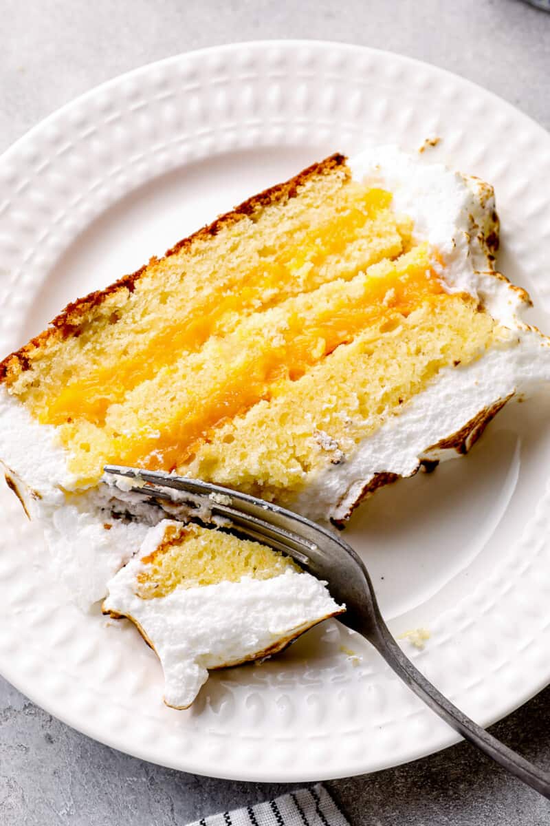 slice of lemon meringue cake
