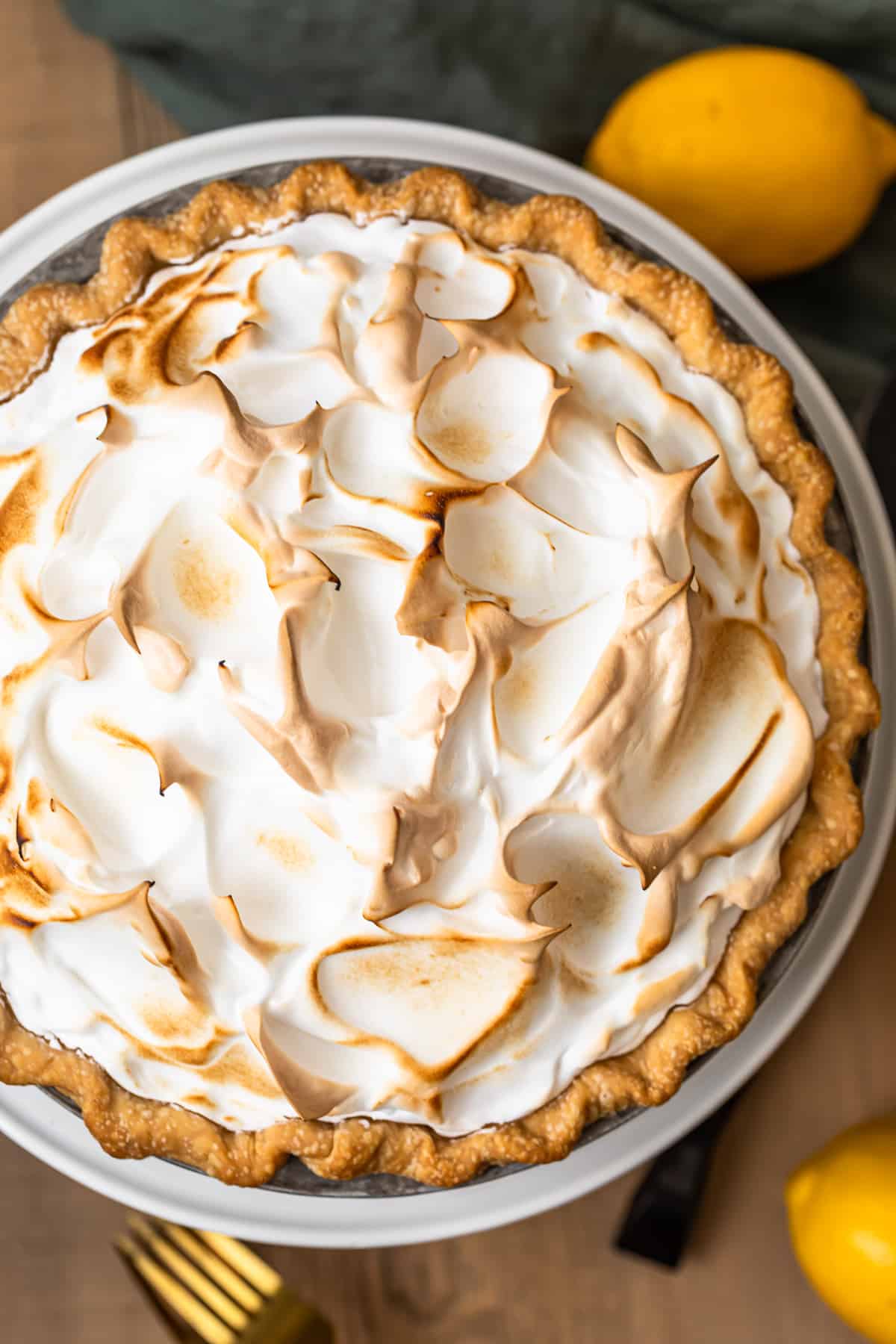 overhead image of make ahead lemon meringue pie