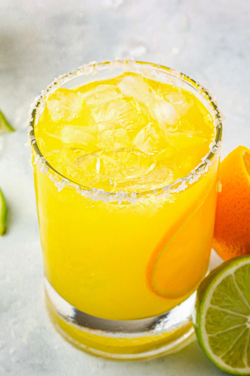 orange margarita with salt rim