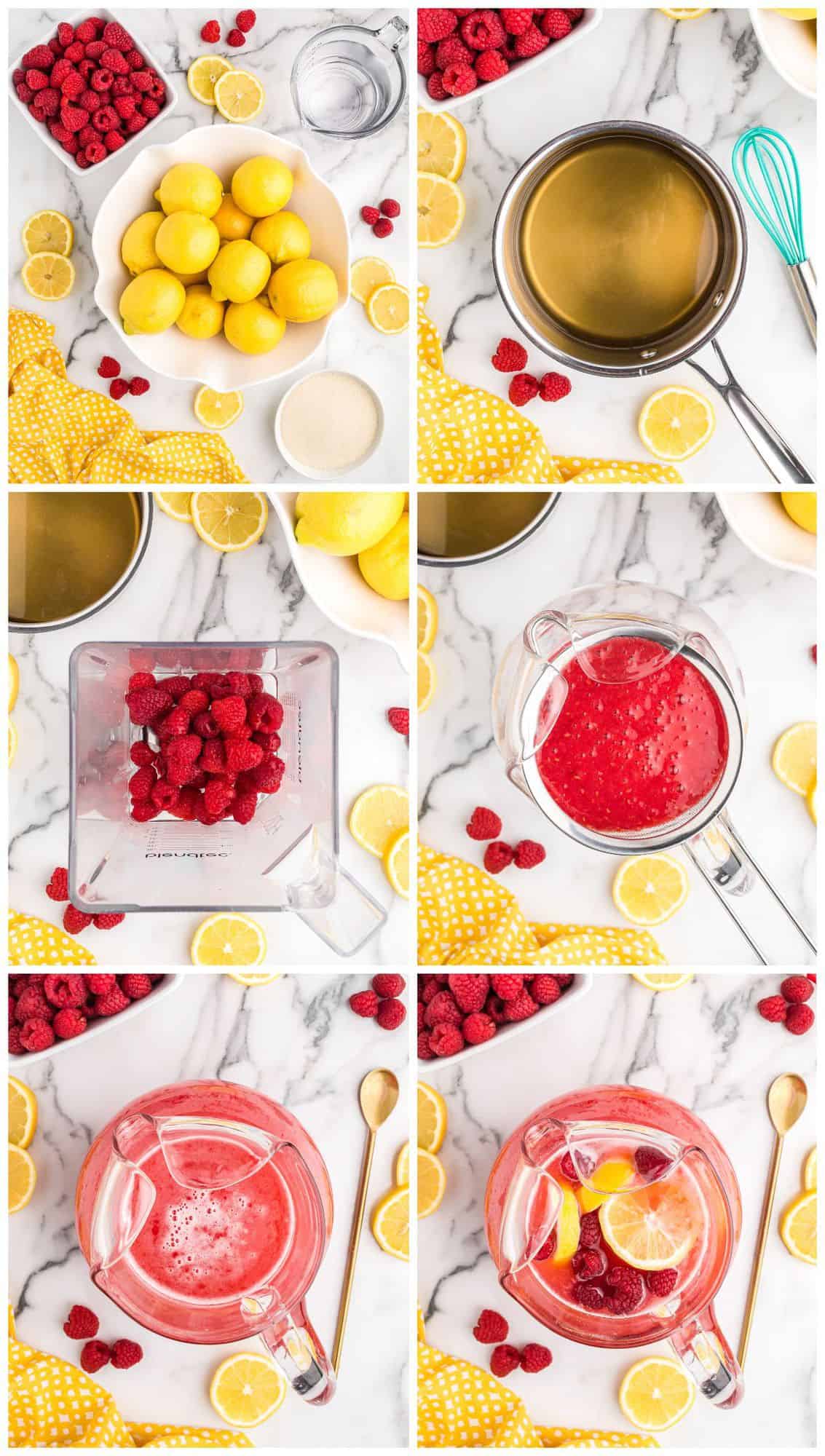 step by step photos for how to make raspberry lemonade