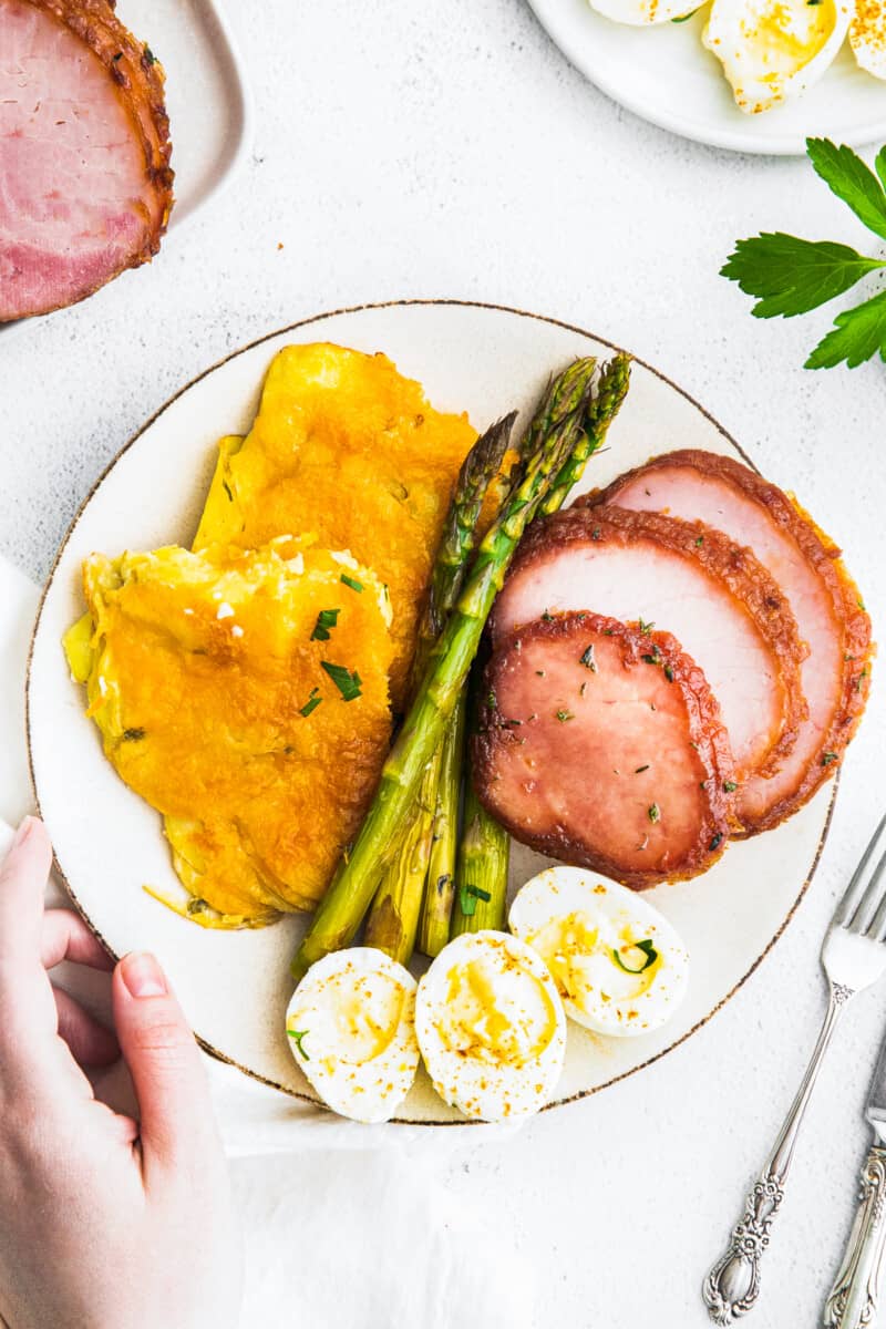 plate made from sheet pan easter dinner