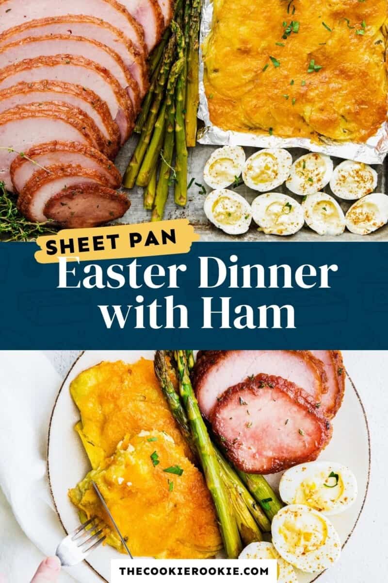 sheet pan easter dinner with ham pinterest collage