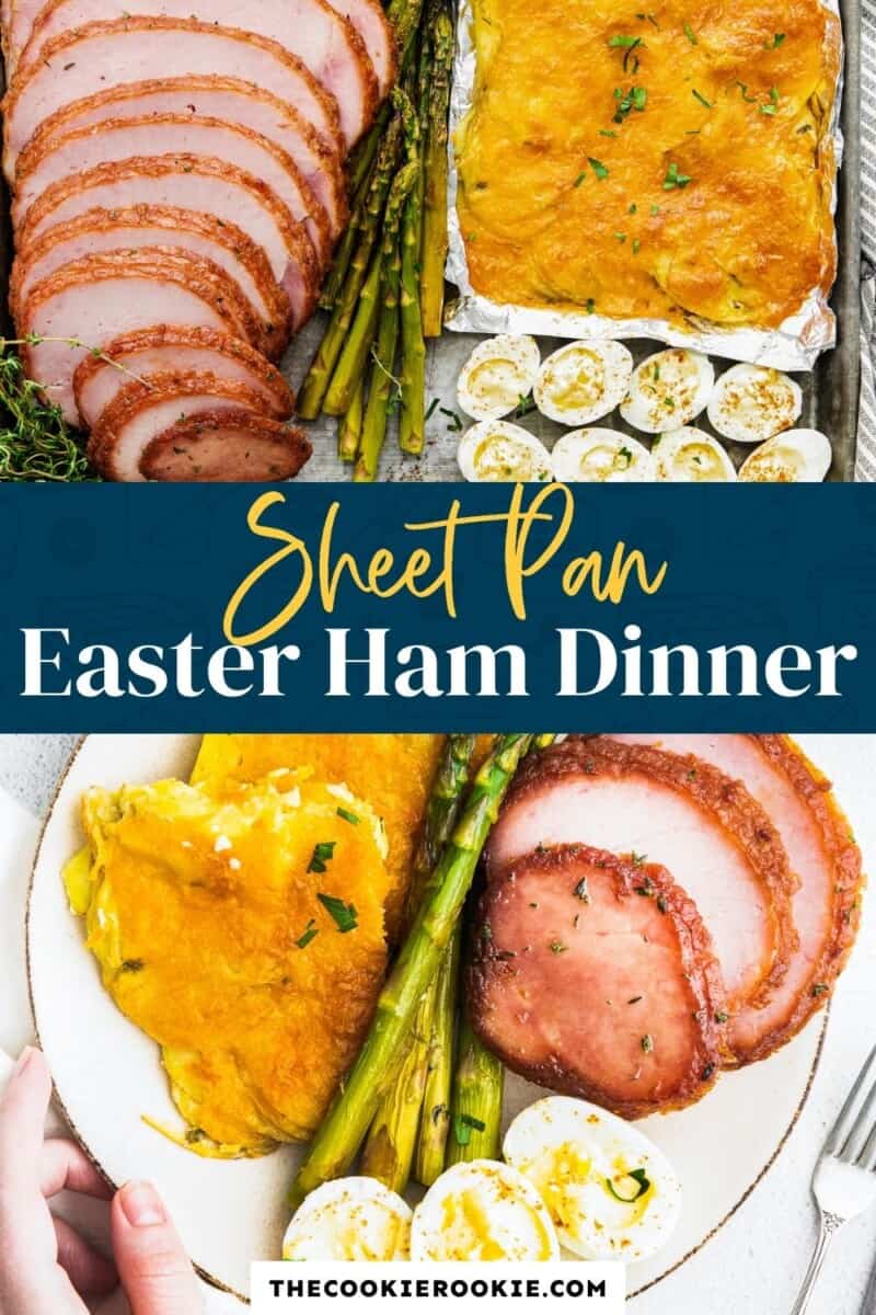 sheet pan easter dinner with ham pinterest collage