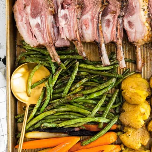 sheet pan easter dinner with lamb