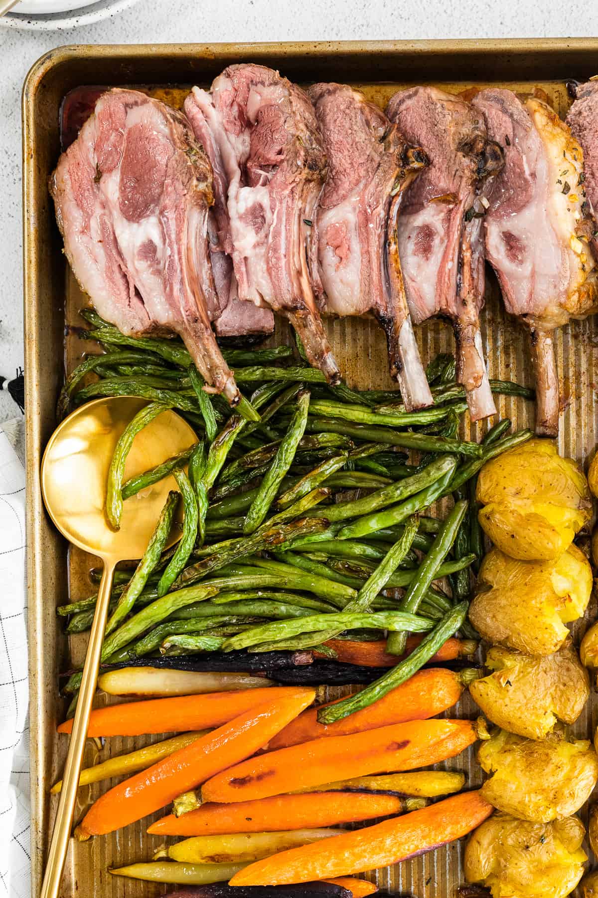 Sheet Pan Easter Dinner with Ham - with potatoes and creamed spinach!
