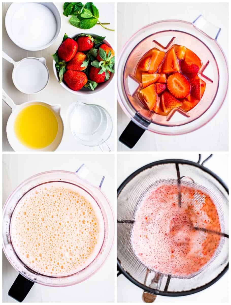 step by step photos for making strawberry lemonade from scratch