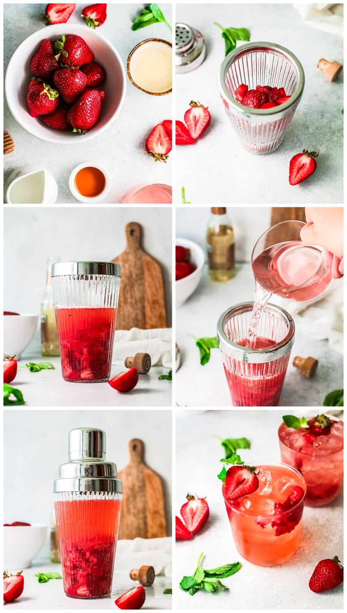 step by step photos for how to make strawberry palomas