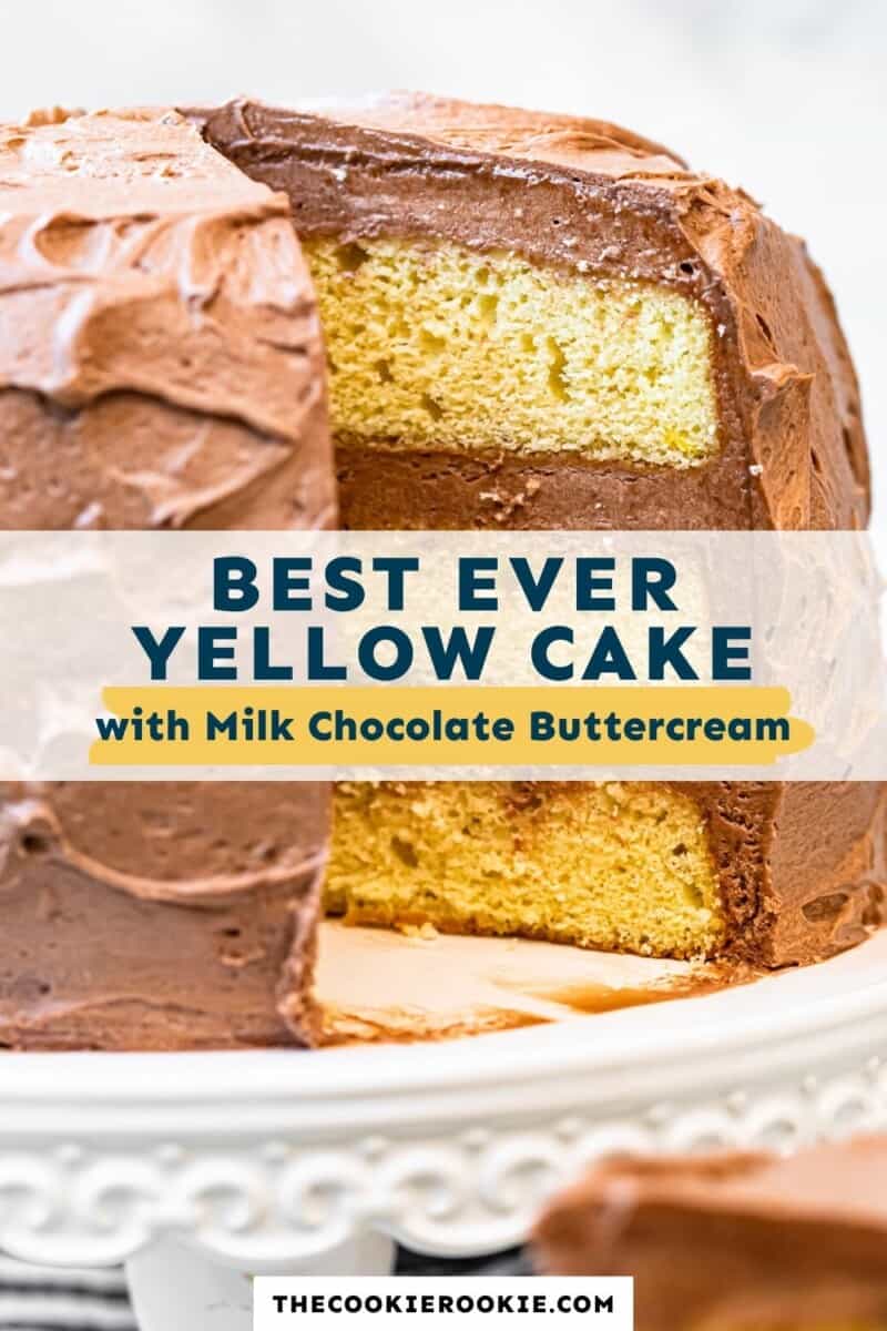 yellow cake with milk chocolate buttercream pinterest collage