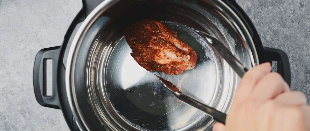 Seasoned pork in the Instant pot.  - 6
