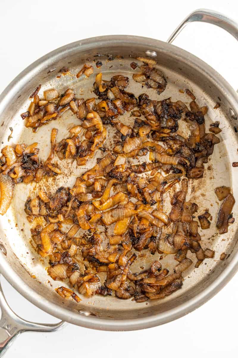 caramelized onions in cast iron skillet