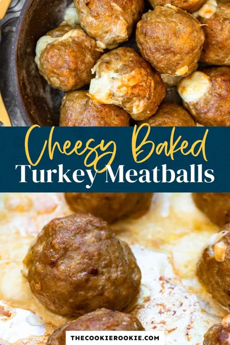 cheesy baked turkey meatballs pinterest collage