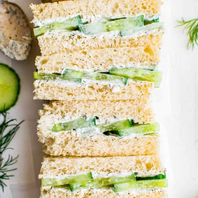 cucumber sandwiches on white bread