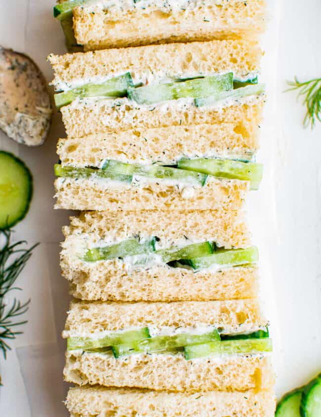 cucumber sandwiches on white bread