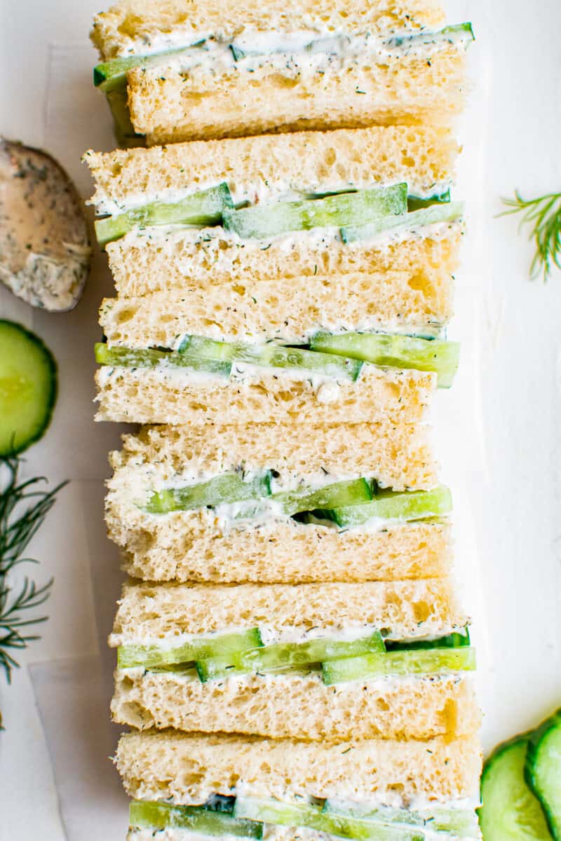 cucumber sandwiches on white bread