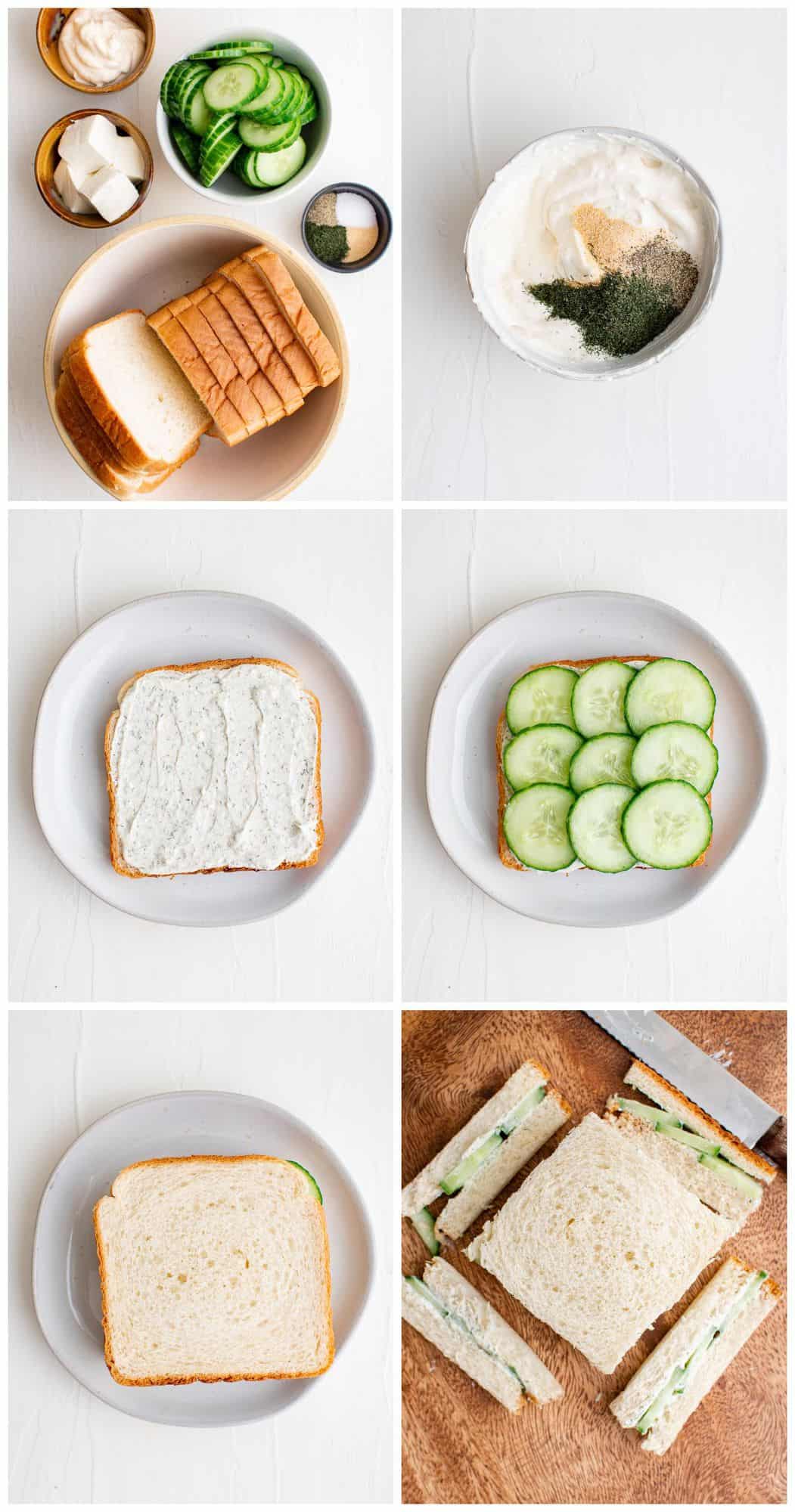 step by step photos for how to make cucumber sandwiches