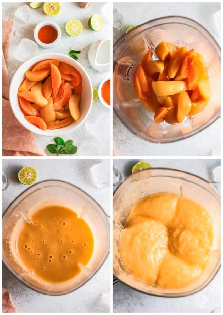 step by step photos of how to make frozen peach margaritas