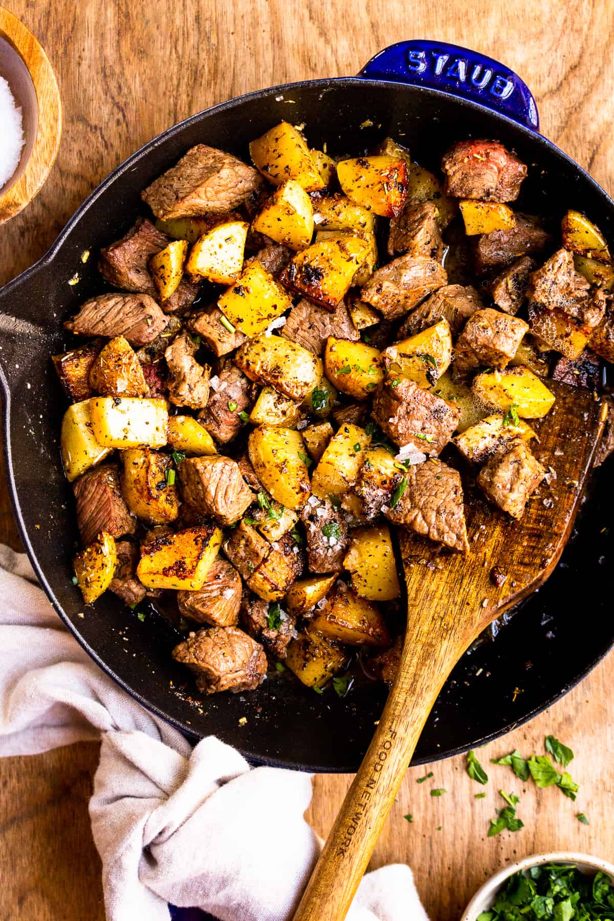 One Skillet Coffee-Rubbed Steak and Potatoes Dinner