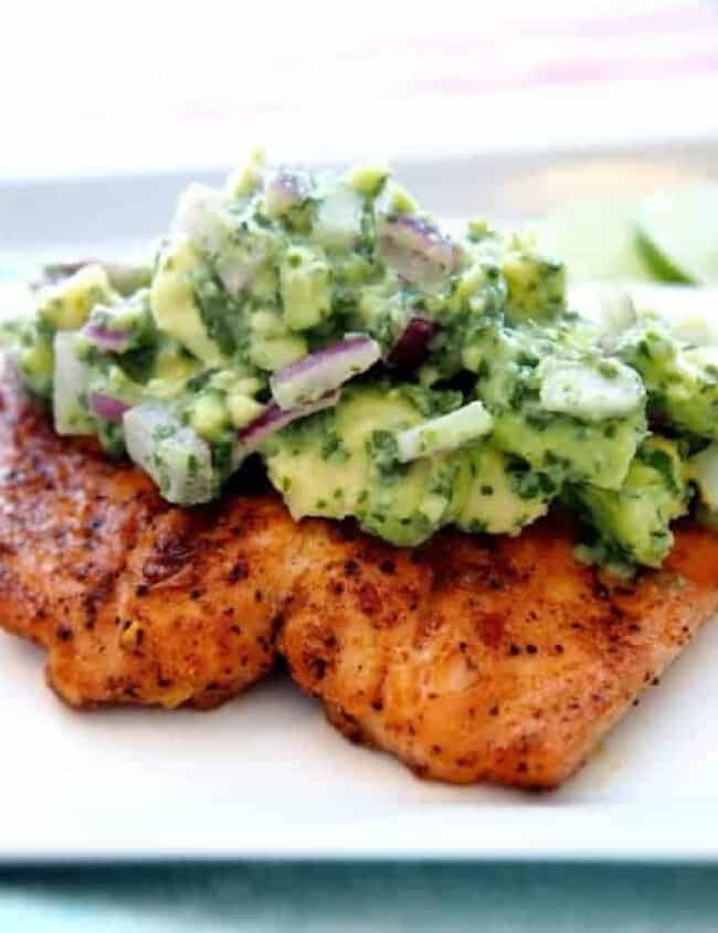 grilled salmon with avocado salsa google poster image