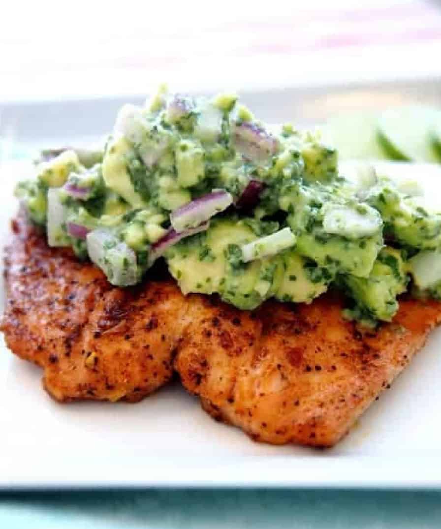 Grilled Salmon with Avocado Salsa - The Cookie Rookie®