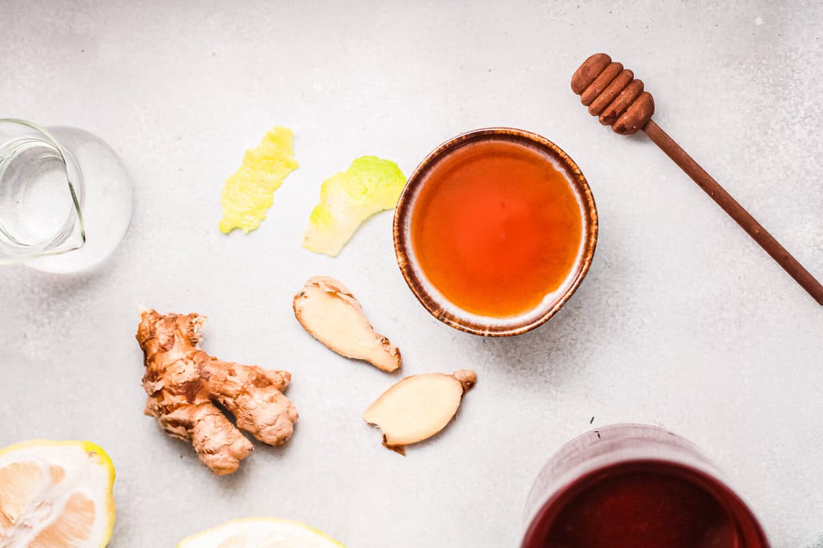 Ingredients to make simple syrup. 