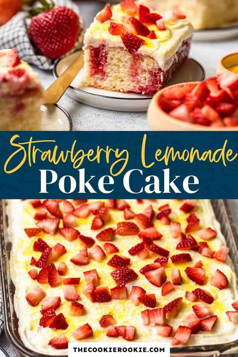 strawberry lemonade poke cake pinterest collage