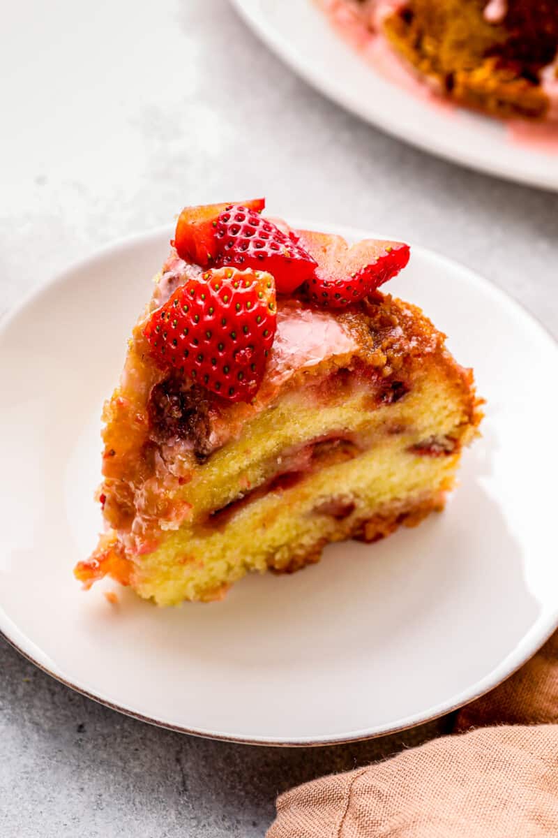 slice of glazed strawberry pound cake