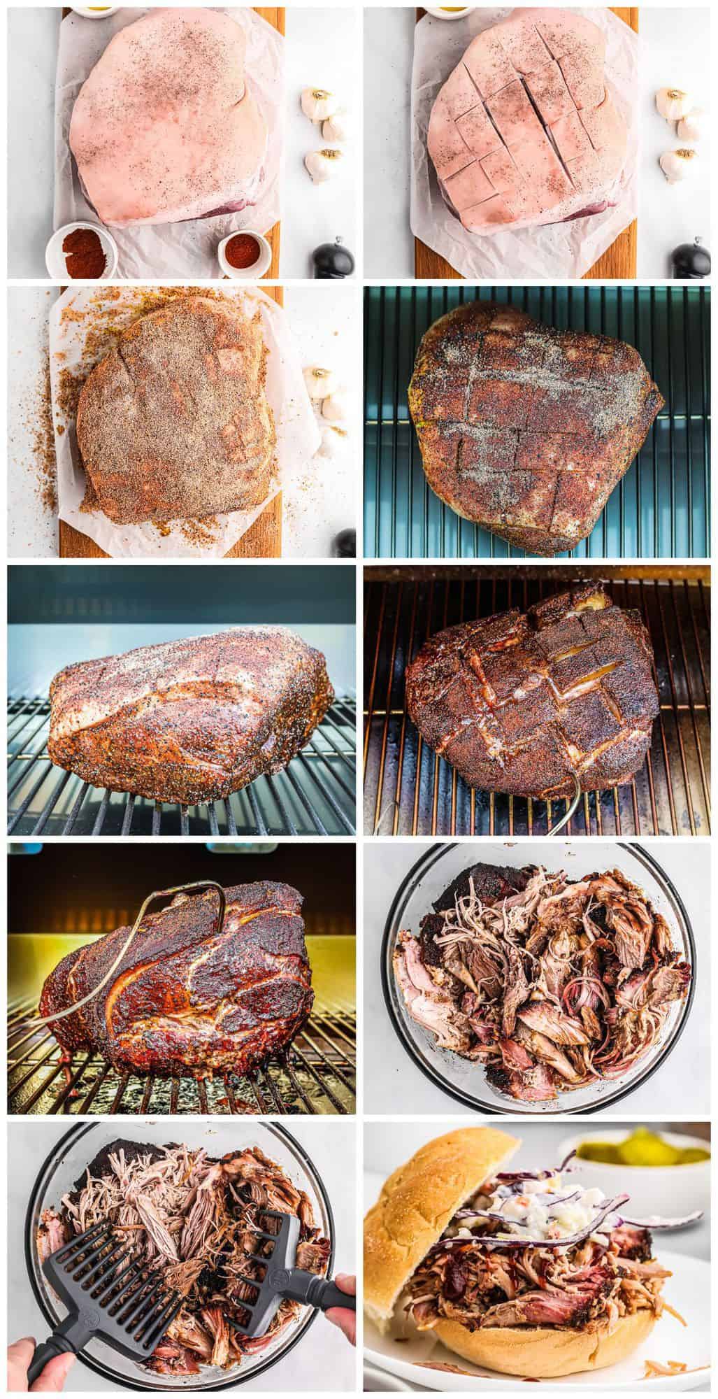 step by step photos for how to make smoked pulled pork