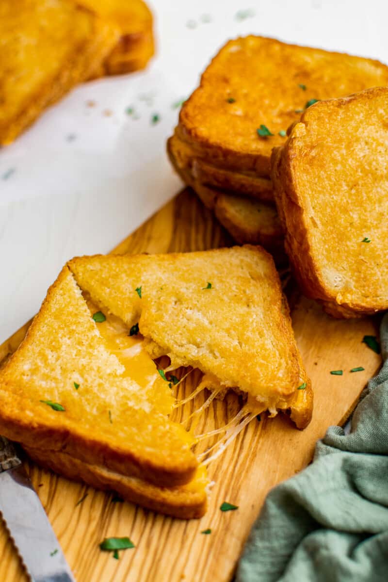 air fryer grilled cheese on cutting board