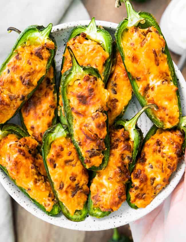 air fryer jalapeno poppers on plate