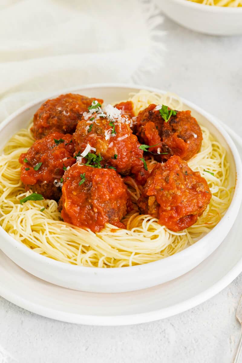 bowl of air fried meatballs in sauce