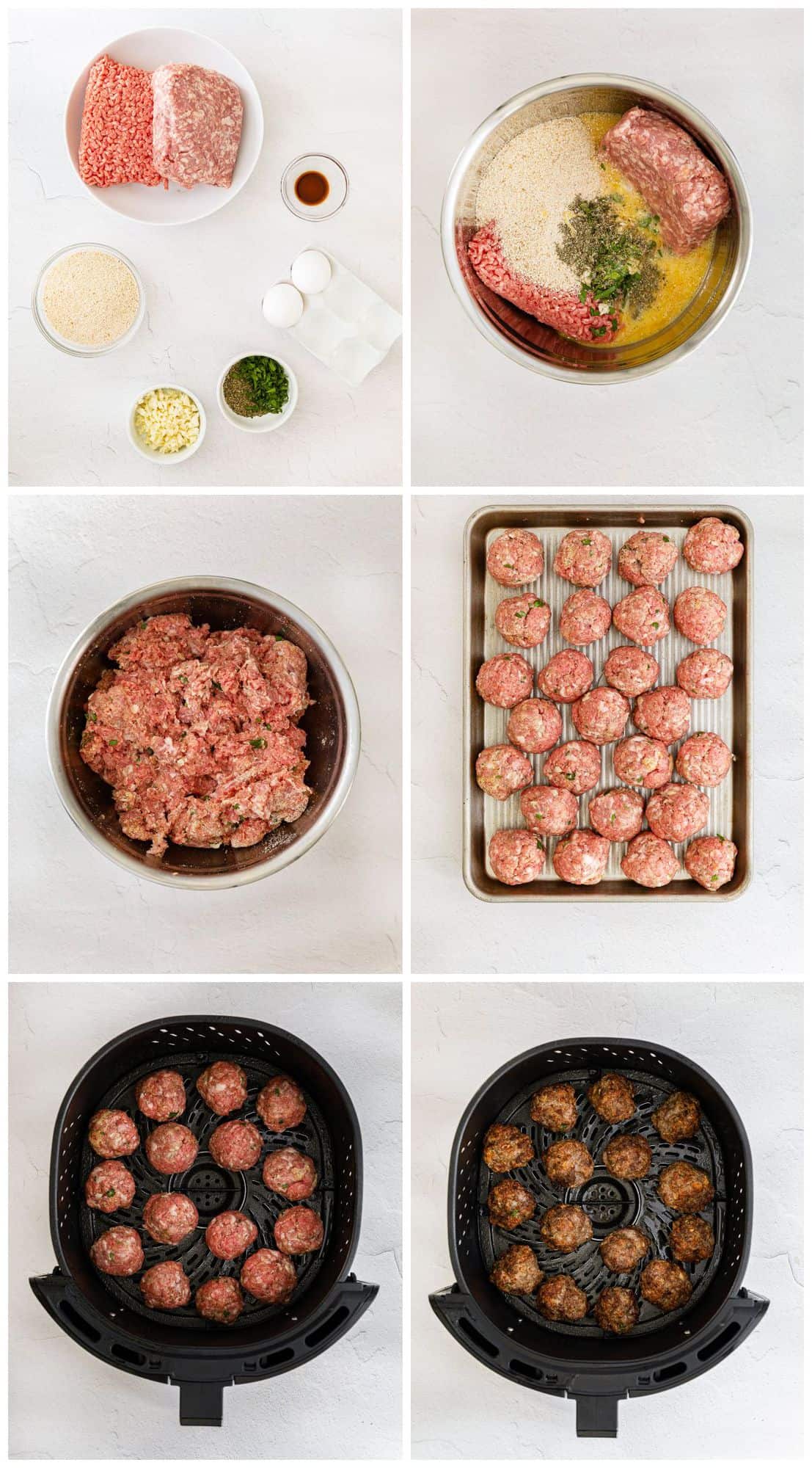 step by step photos for how to make air fryer meatballs