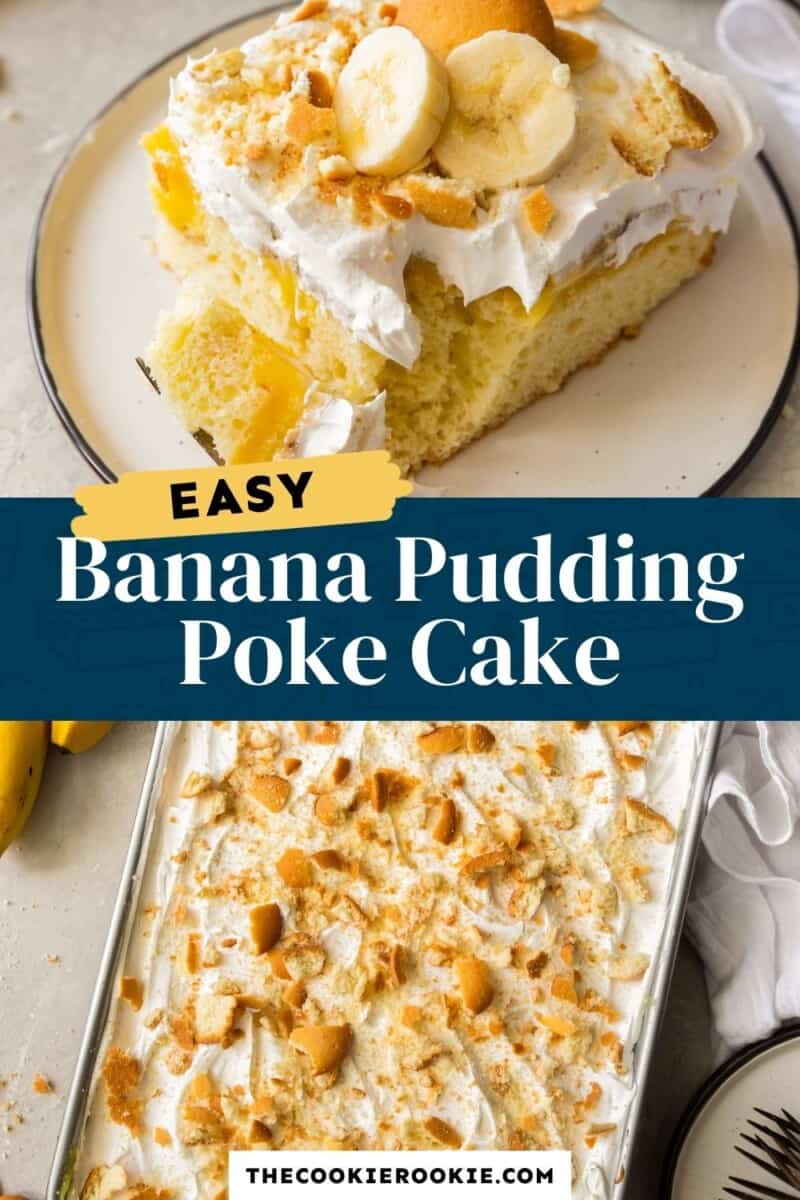 banana pudding poke cake pinterest collage