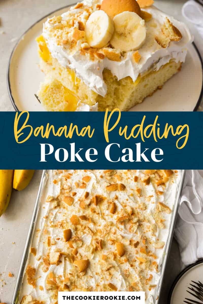 banana pudding poke cake pinterest collage