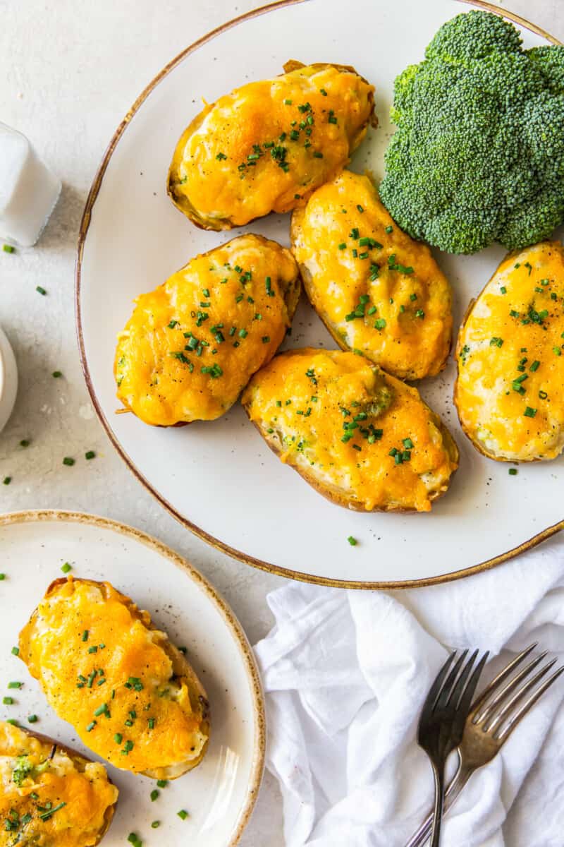 platter of broccoli cheese twice baked potatoes