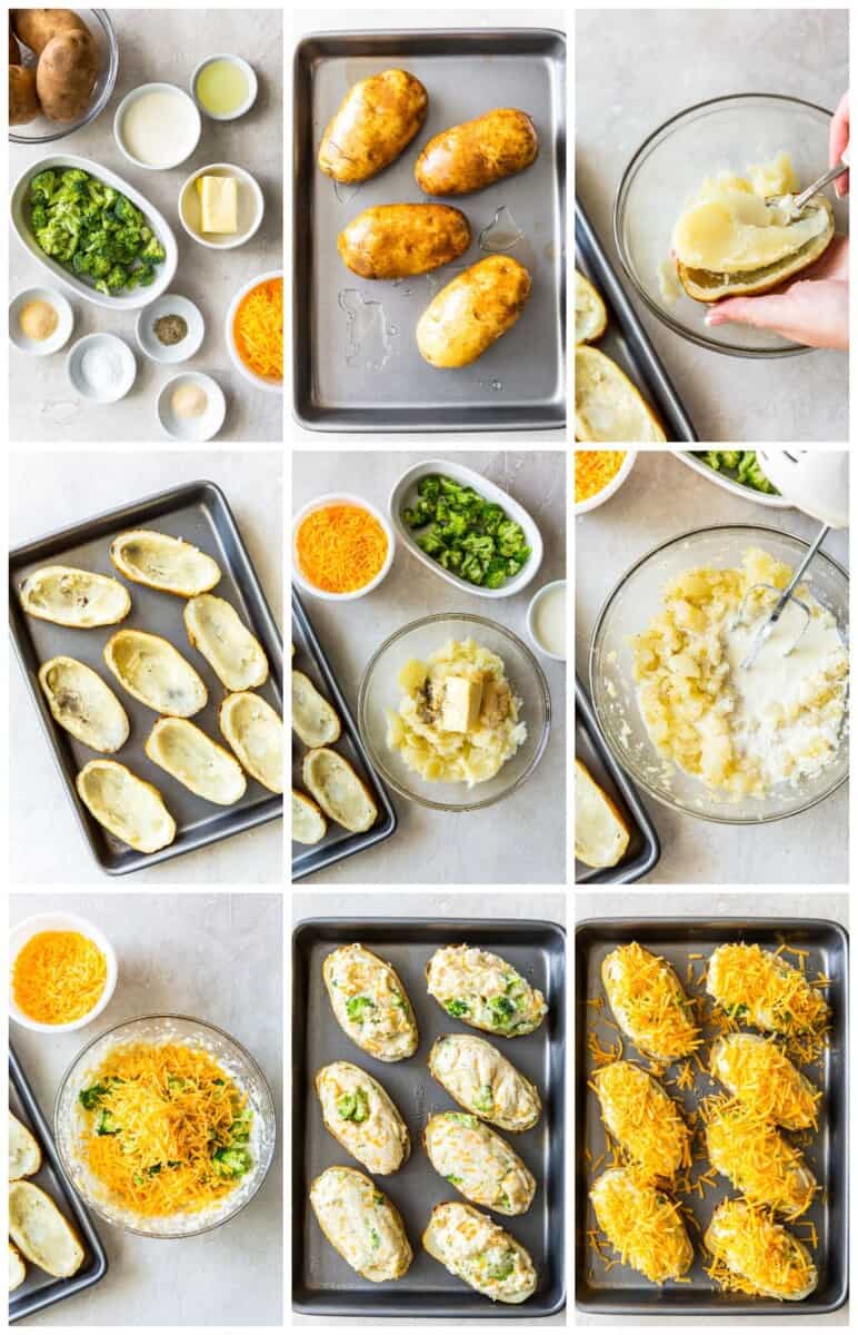 step by step photos of broccoli cheese twice baked potatoes