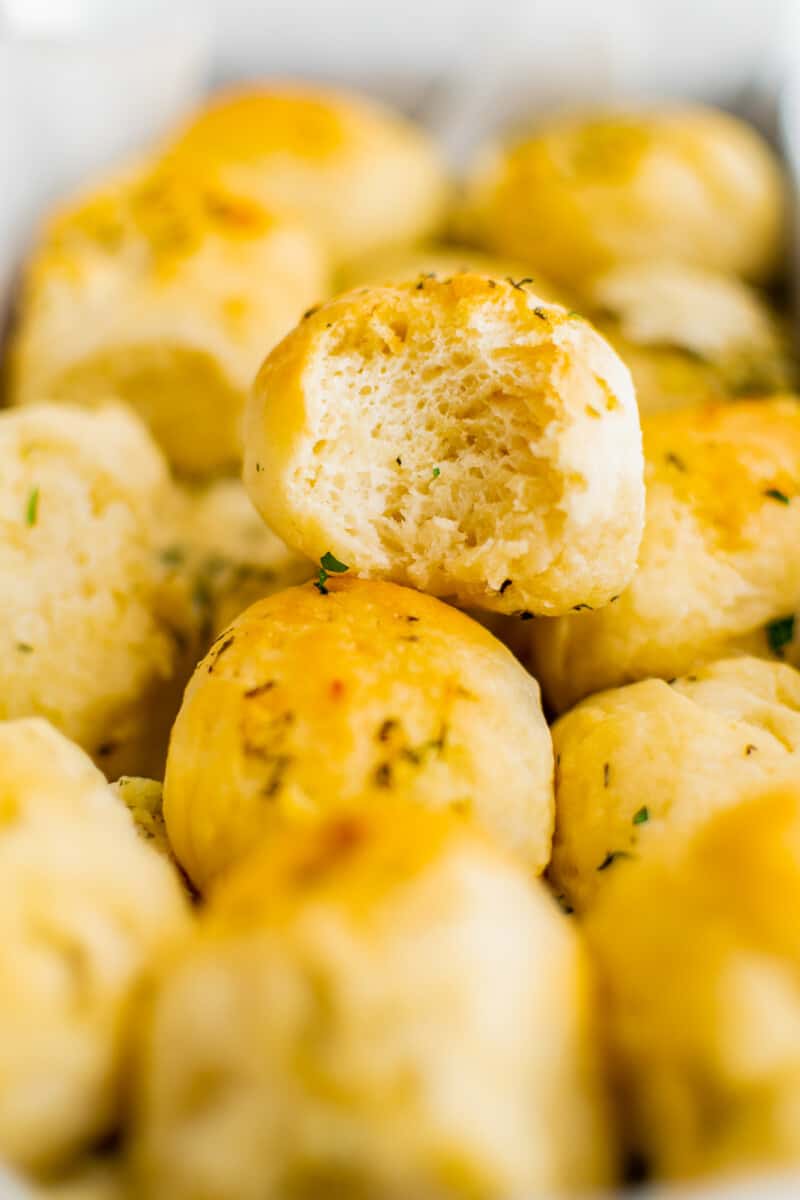 stack of pull apart garlic butter rolls