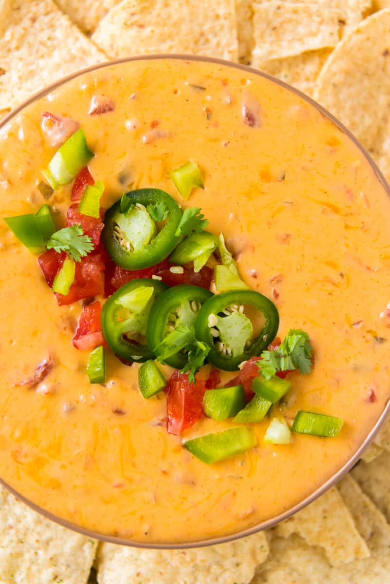 up close bowl of instant pot queso