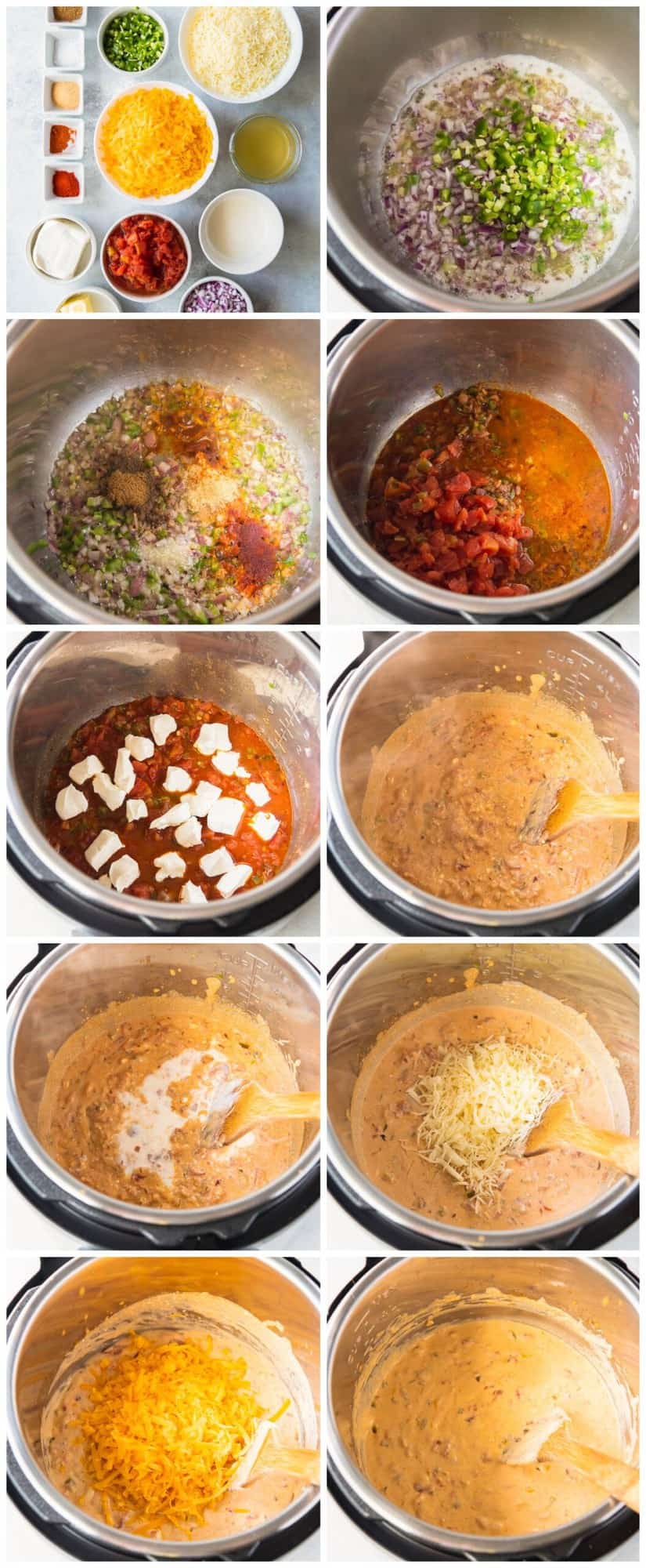 step by step photos for how to make instant pot queso