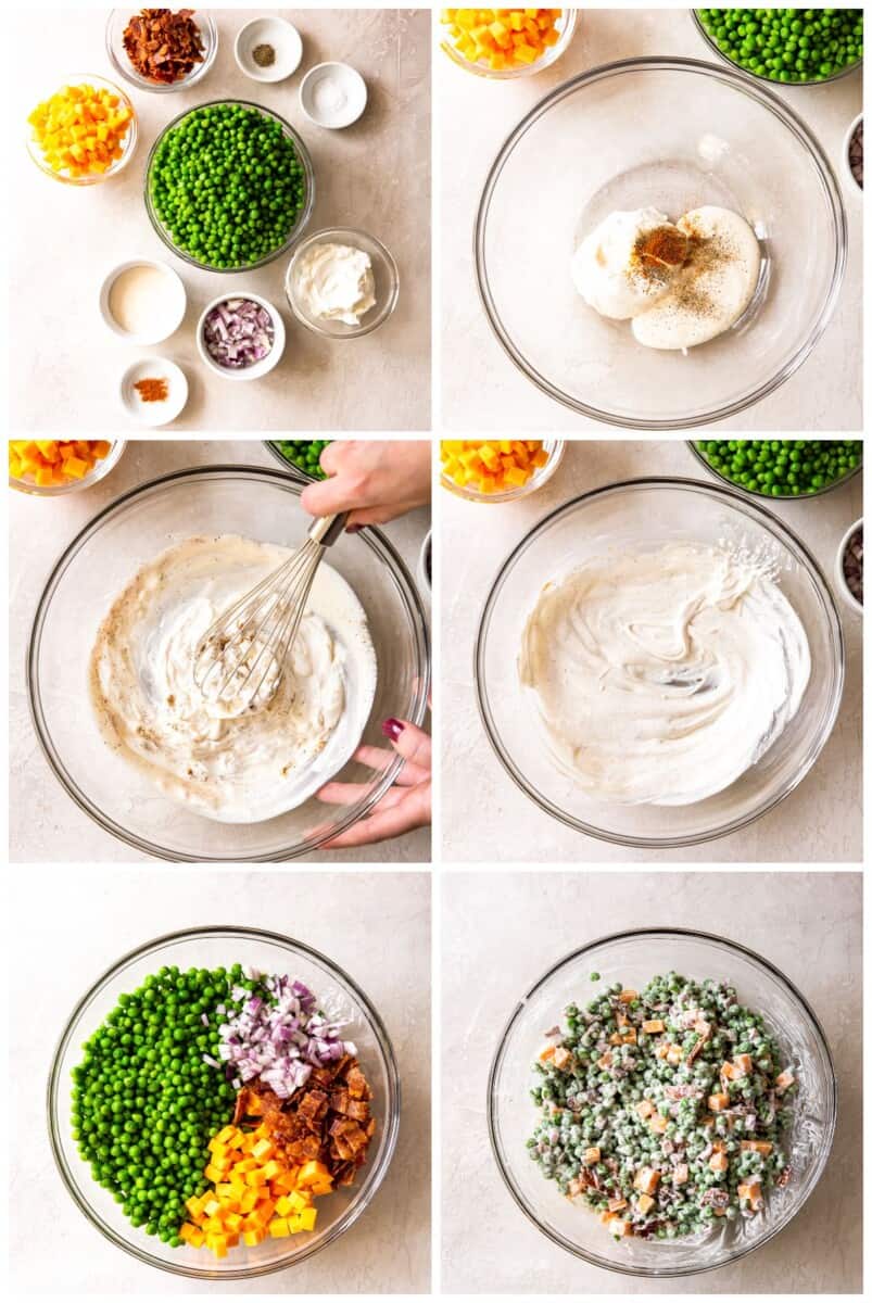 step by step photos for how to make creamy pea salad