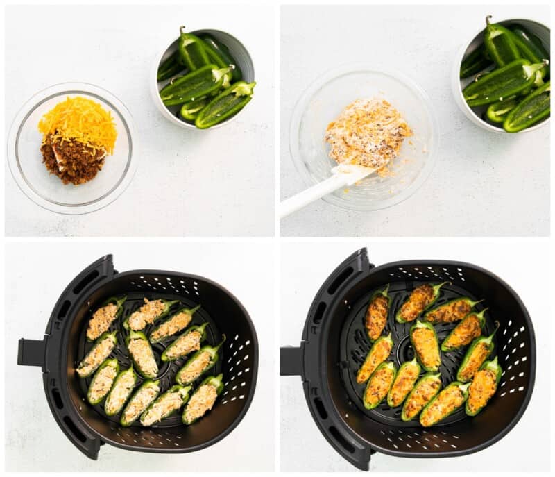 step by step photos for how to make air fryer jalapeno poppers