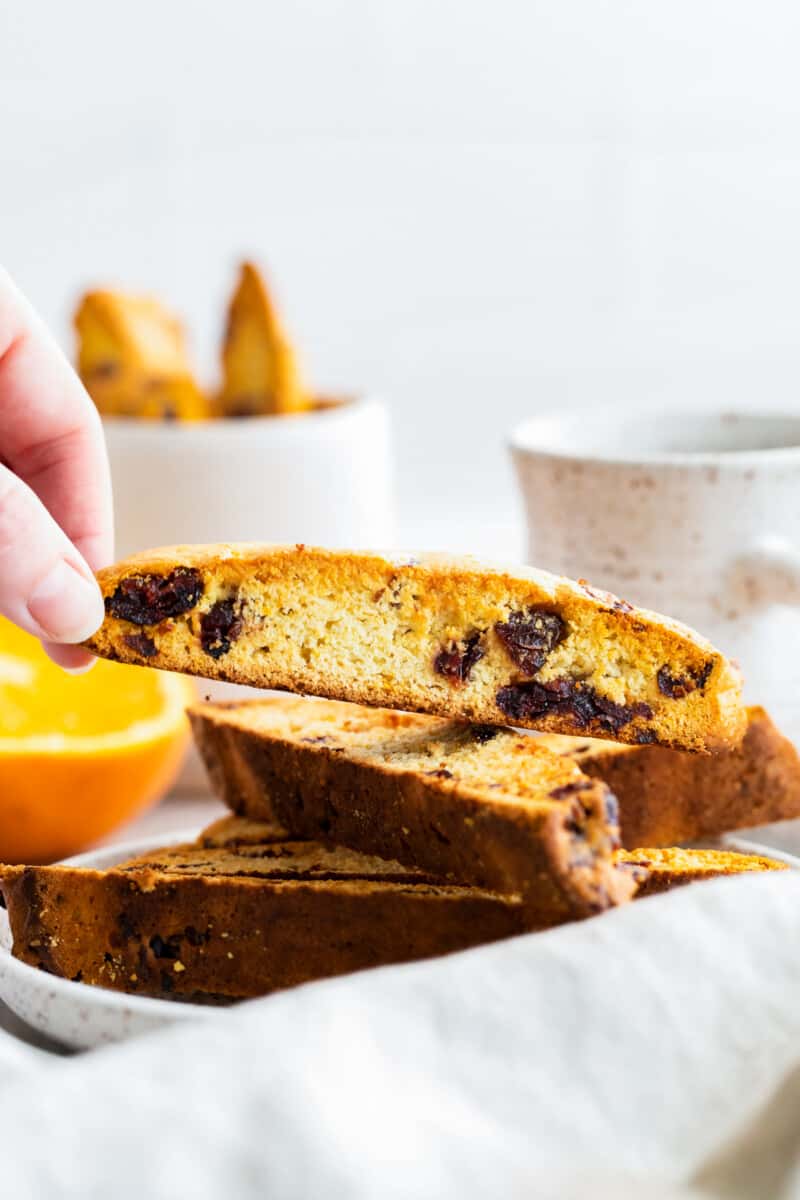 stacked cranberry orange biscotti