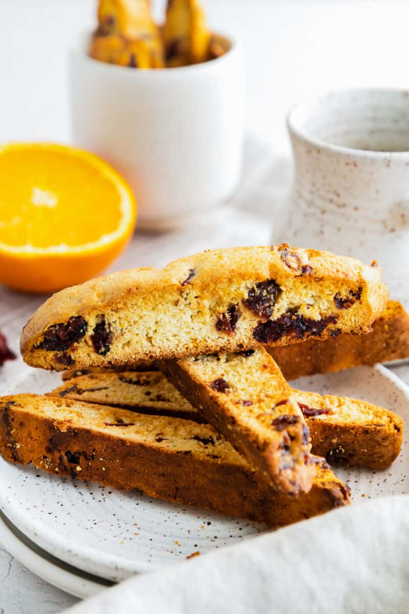 stacked cranberry orange biscotti