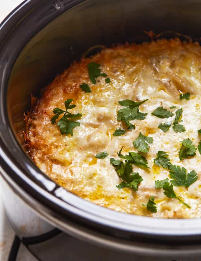 crockpot cheesy potatoes in slow cooker