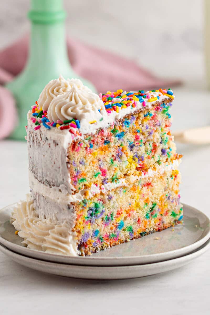 slice of funfetti cake